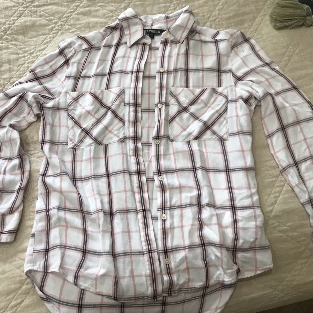 White and pink flannel